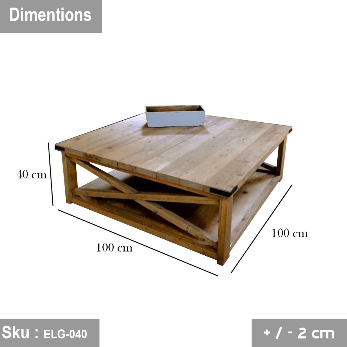 Natural wood coffee table - 100 * 40 - ELG-040 - Image 3