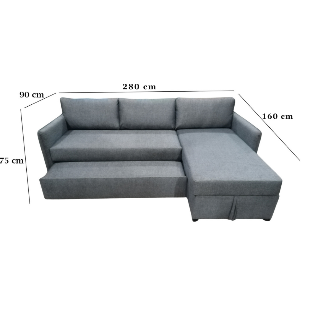 Manx sofa, 3 seater, bed and storage compartment - red beech wood - HST-032 - Image 3