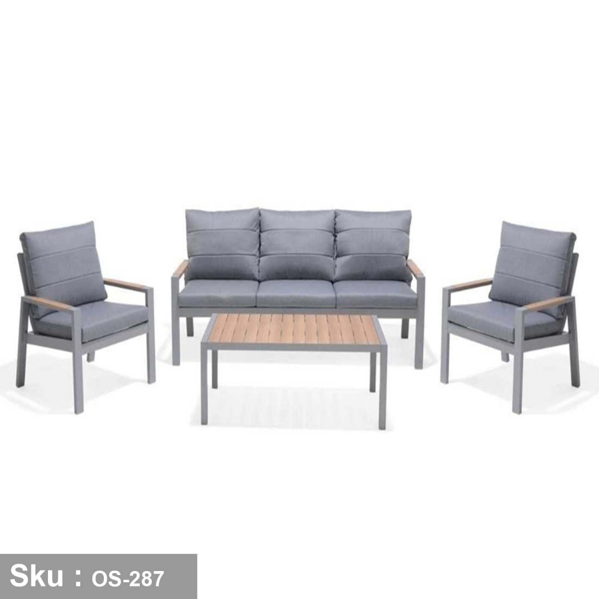 Iron x wood outdoor furniture set for up to 7 people - OS-287 - Image 2