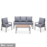 Iron x wood outdoor furniture set for up to 7 people - OS-287 - Image 2
