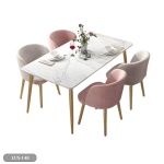 Dining table - 4 metal chairs and a white quartz marble table - LUS-148 - Image 2