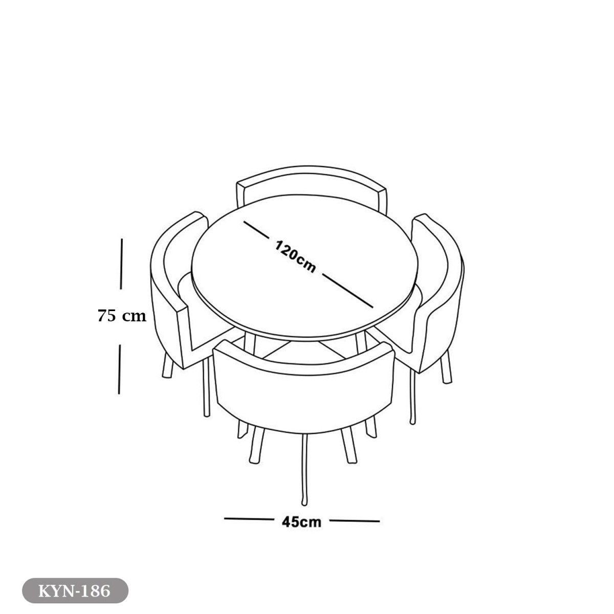 Dining table - 5 pieces of high quality beech wood - KYN-186 - Image 2