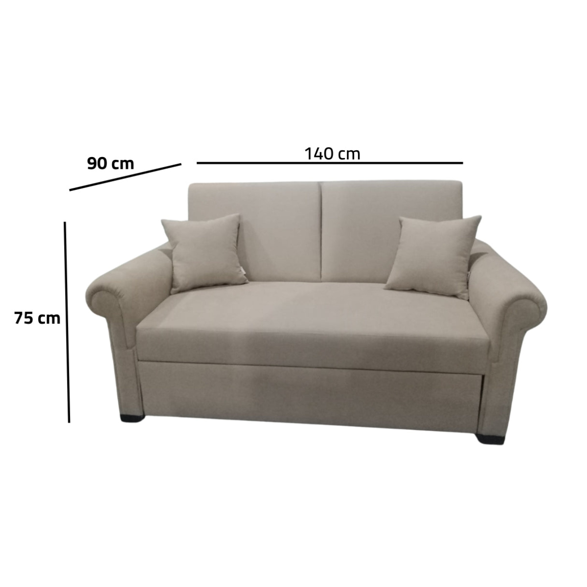 Manx 2-Seater Sofa Bed - Red Beech Wood - HST-089 - Image 3