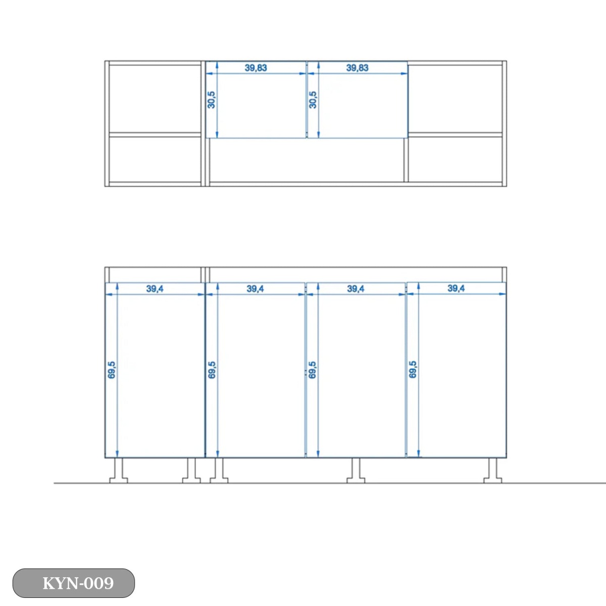 Two-piece kitchen with wood countertops and MDF wood - KYN-009 - Image 2
