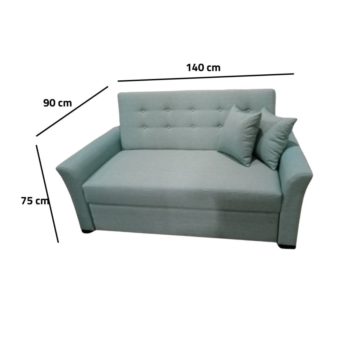 Manx 2-Seater Sofa Bed - Red Beech Wood - HST-081 - Image 3