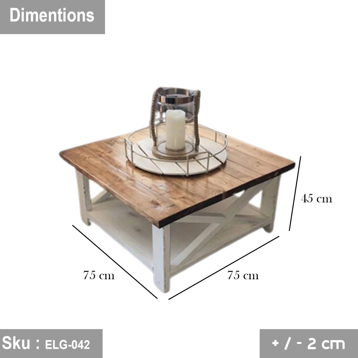 Natural wood coffee table - 75 * 45 - ELG-042 - Image 3