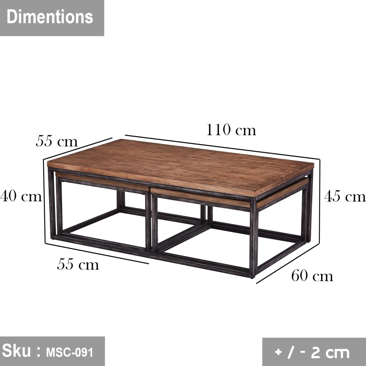 Coffee table 110 * 45 MDF wood - Image 2
