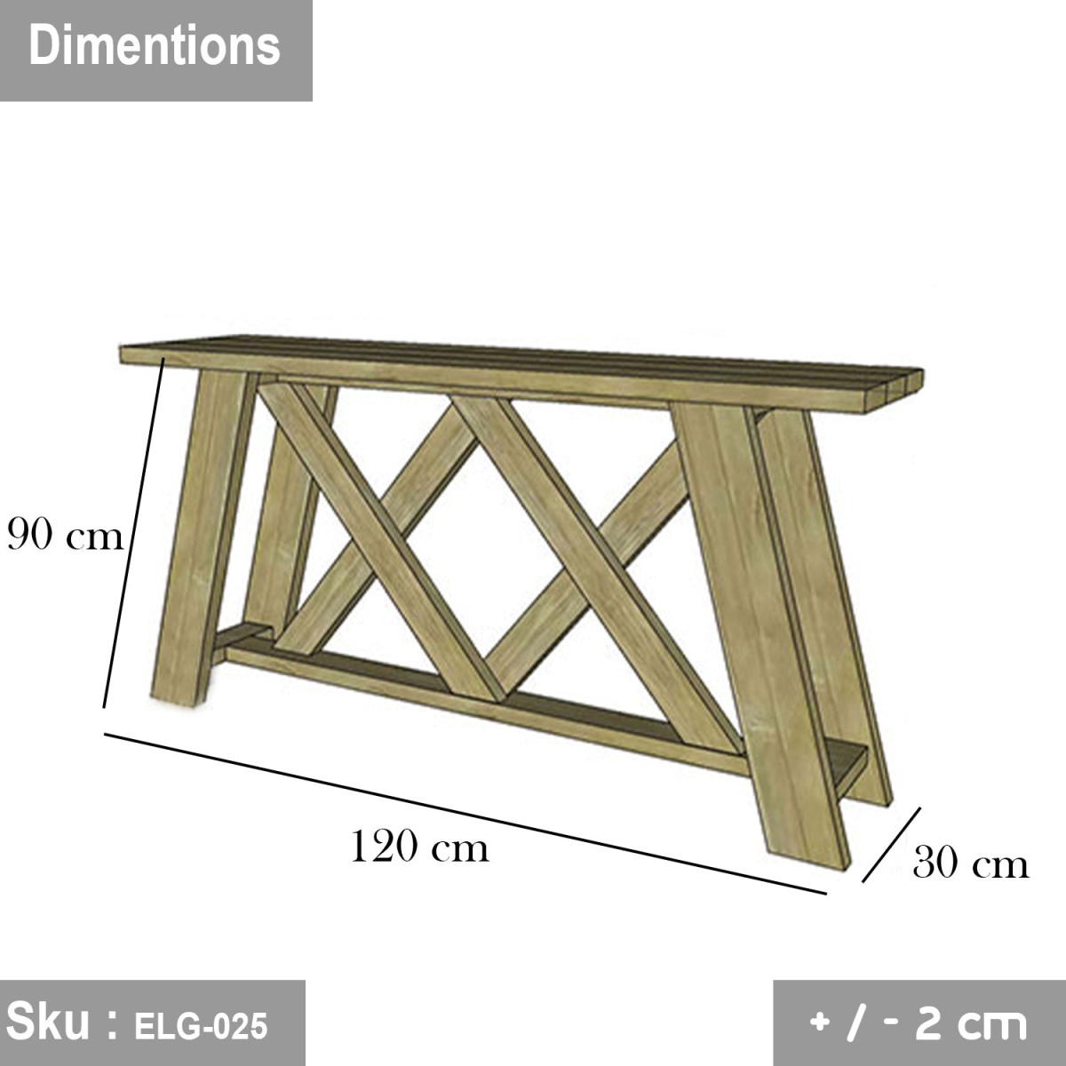 Natural wood console - 120X 90 - ELG-025 - Image 2