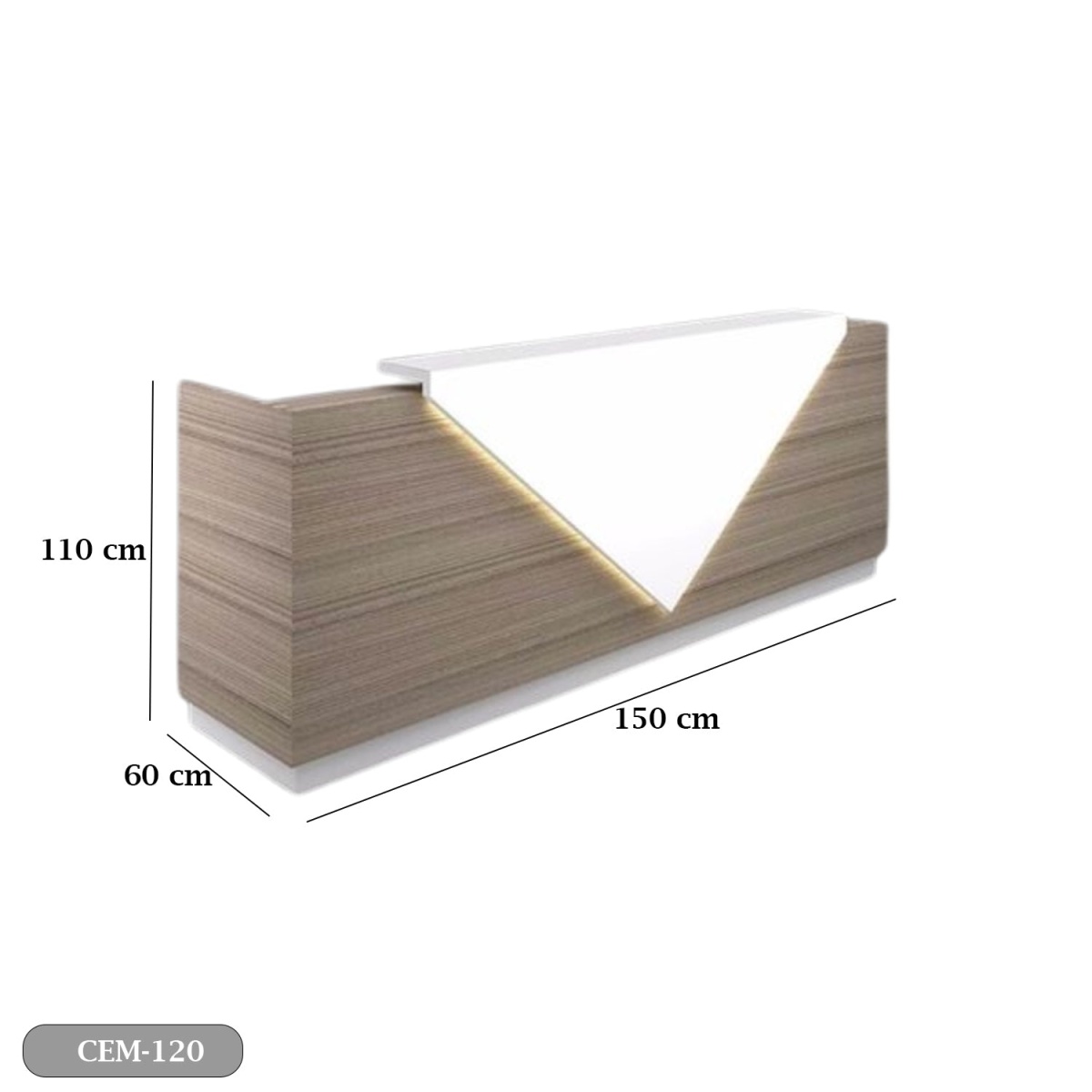 Reception desk - Reception Counter - Spanish MDF wood - CEM-120 - Image 3