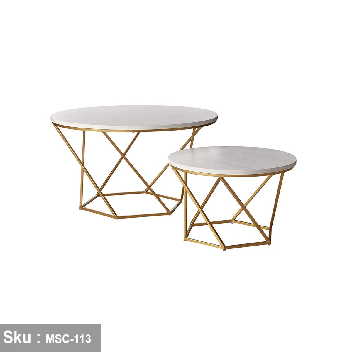 Seville set of 2 coffee tables with marble - Image 3