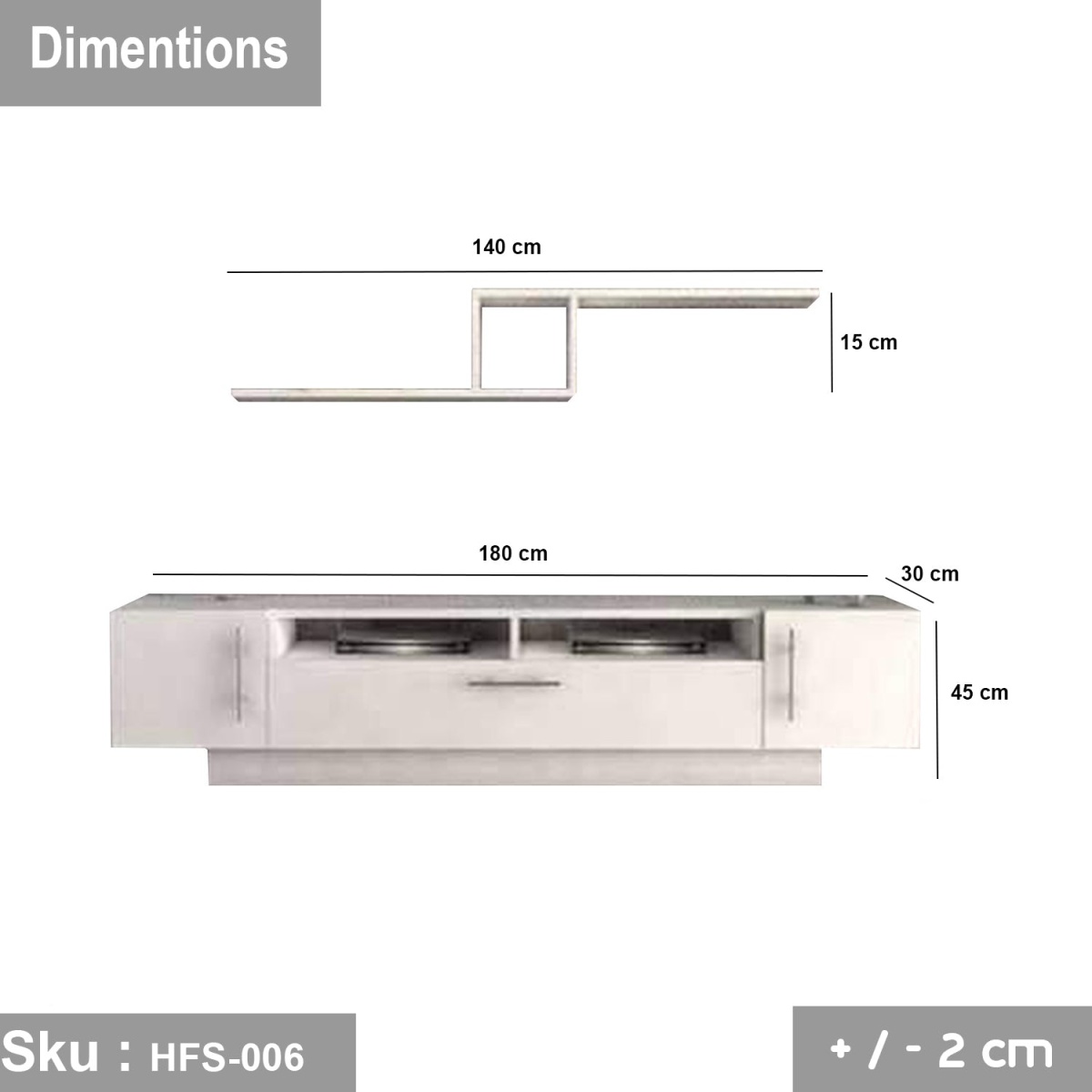 TV table with additional units made of high-quality MDF wood - HFS-006 - Image 3