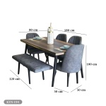 Dining table - 6 pieces of red beech wood and MDF wood table - KYN-194 - Image 3