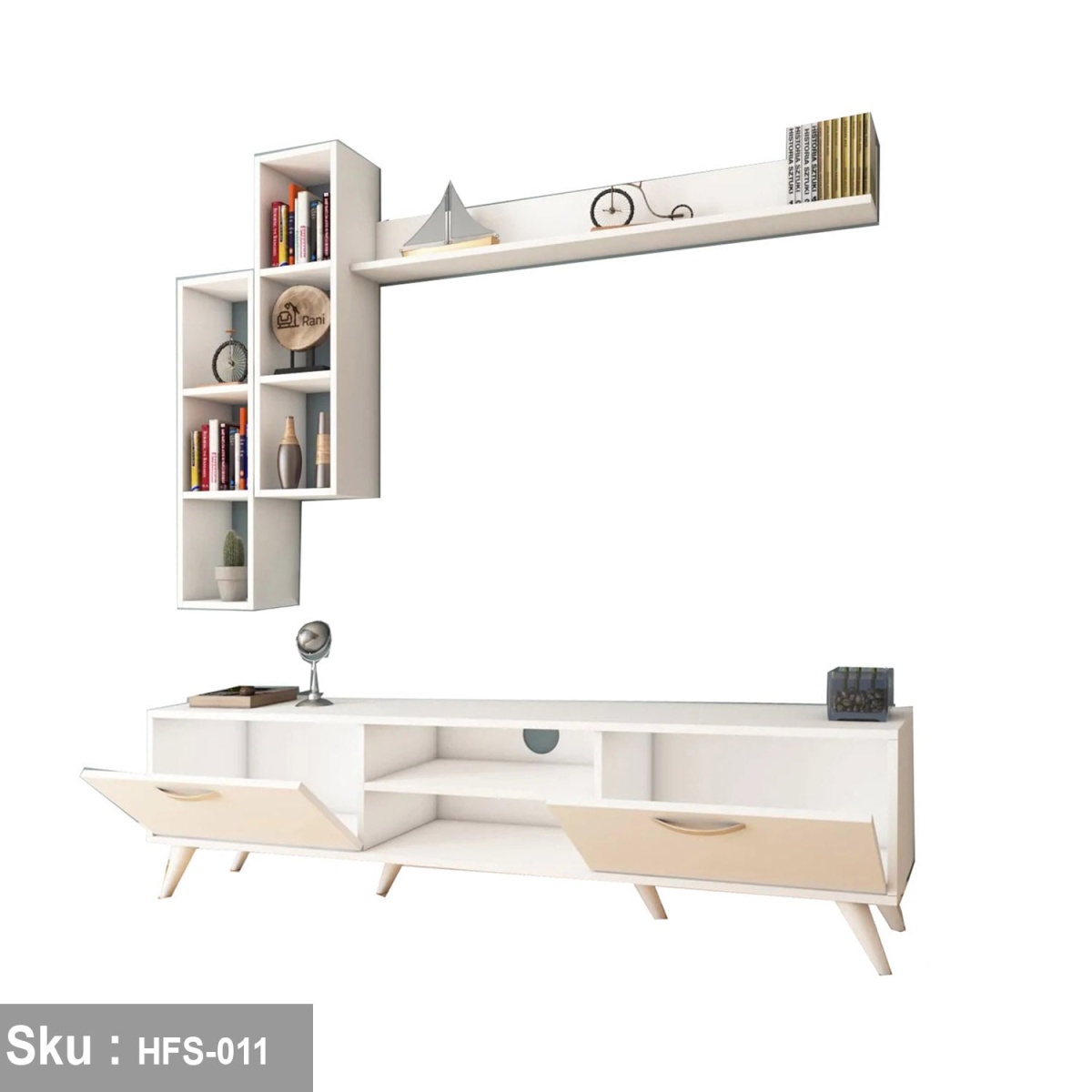 TV table with additional units made of high-quality MDF wood - HFS-011 - Image 3