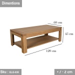 Natural wood coffee table - 120 * 60 - ELG-035 - Image 3