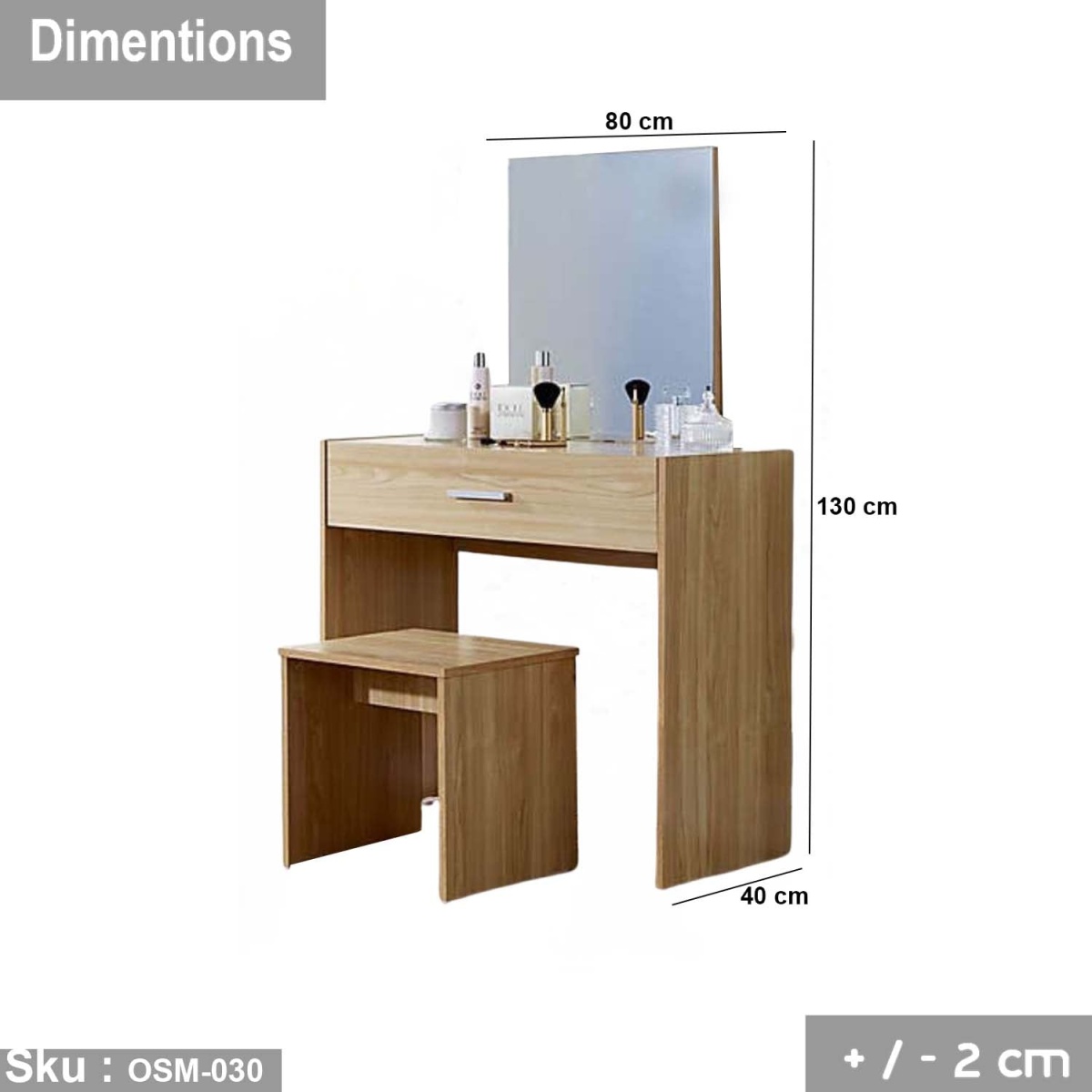 High quality MDF wood dresser with pouf - OSM-030 - Image 3