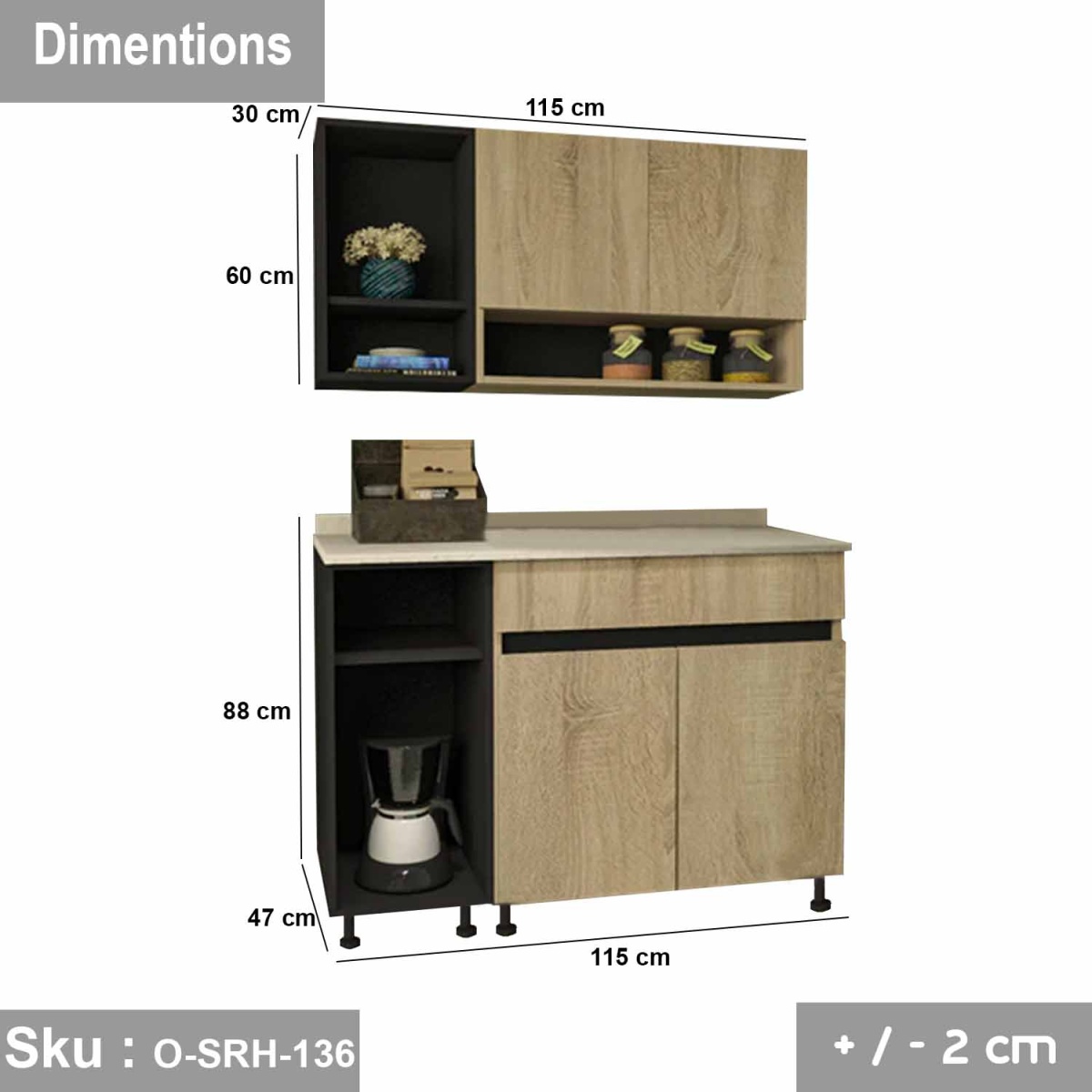 Two piece kitchen made of high quality MDF wood - O-SRH-136 - Image 3