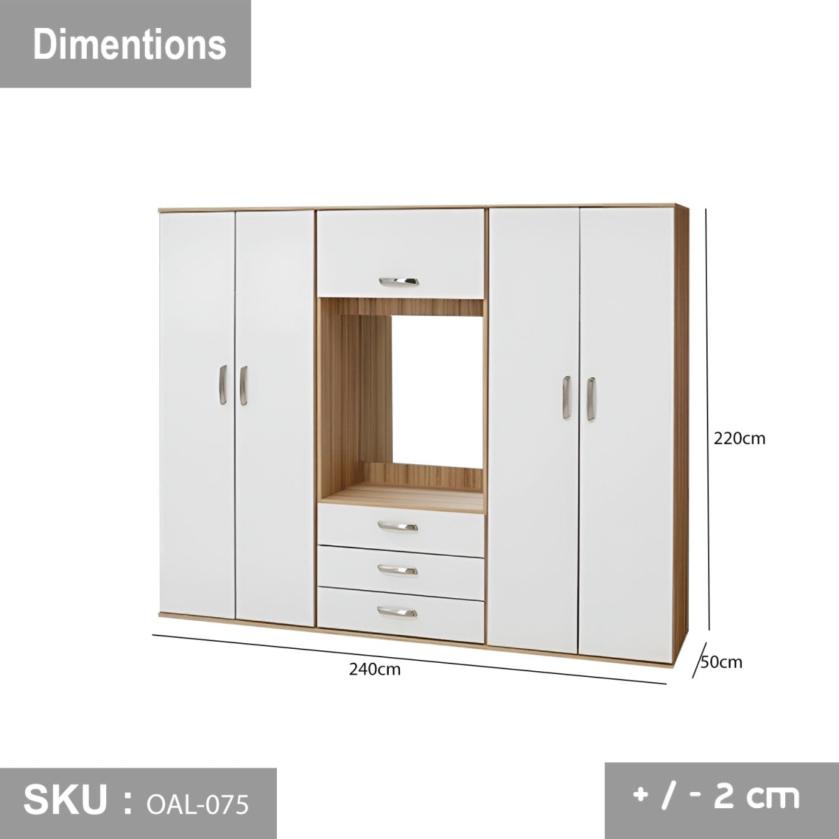 High quality MDF wood wardrobe - OAL-075 - Image 3