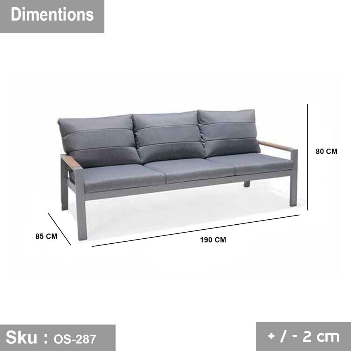 Iron x wood outdoor furniture set for up to 7 people - OS-287 - Image 3