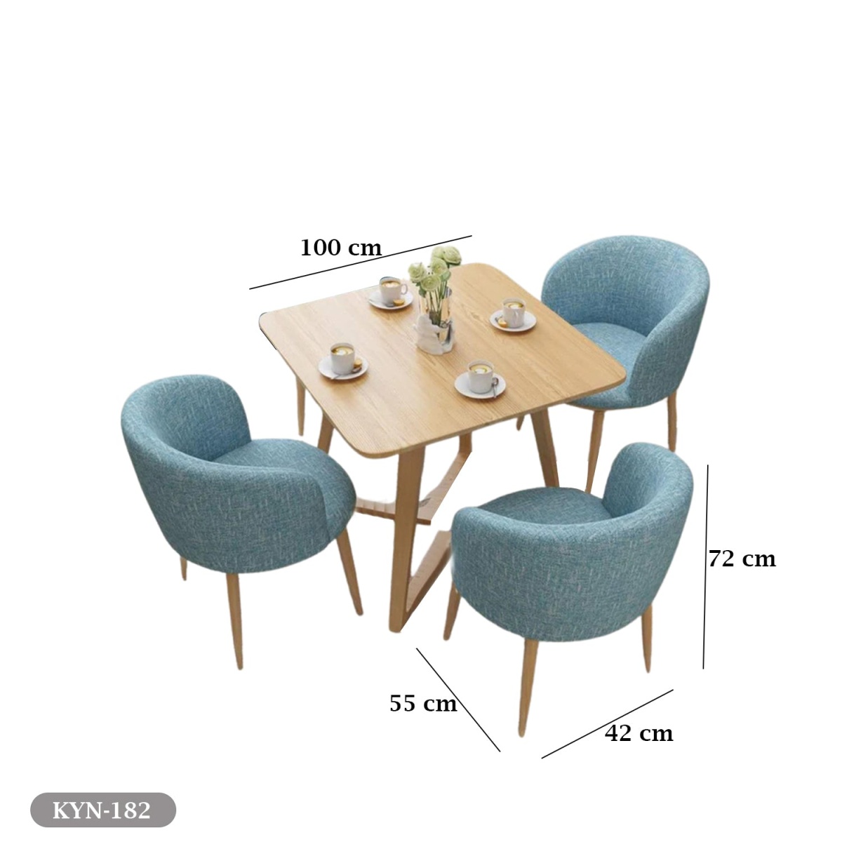 Dining table - 5 pieces of beech wood - natural countertop - KYN-182 - Image 3