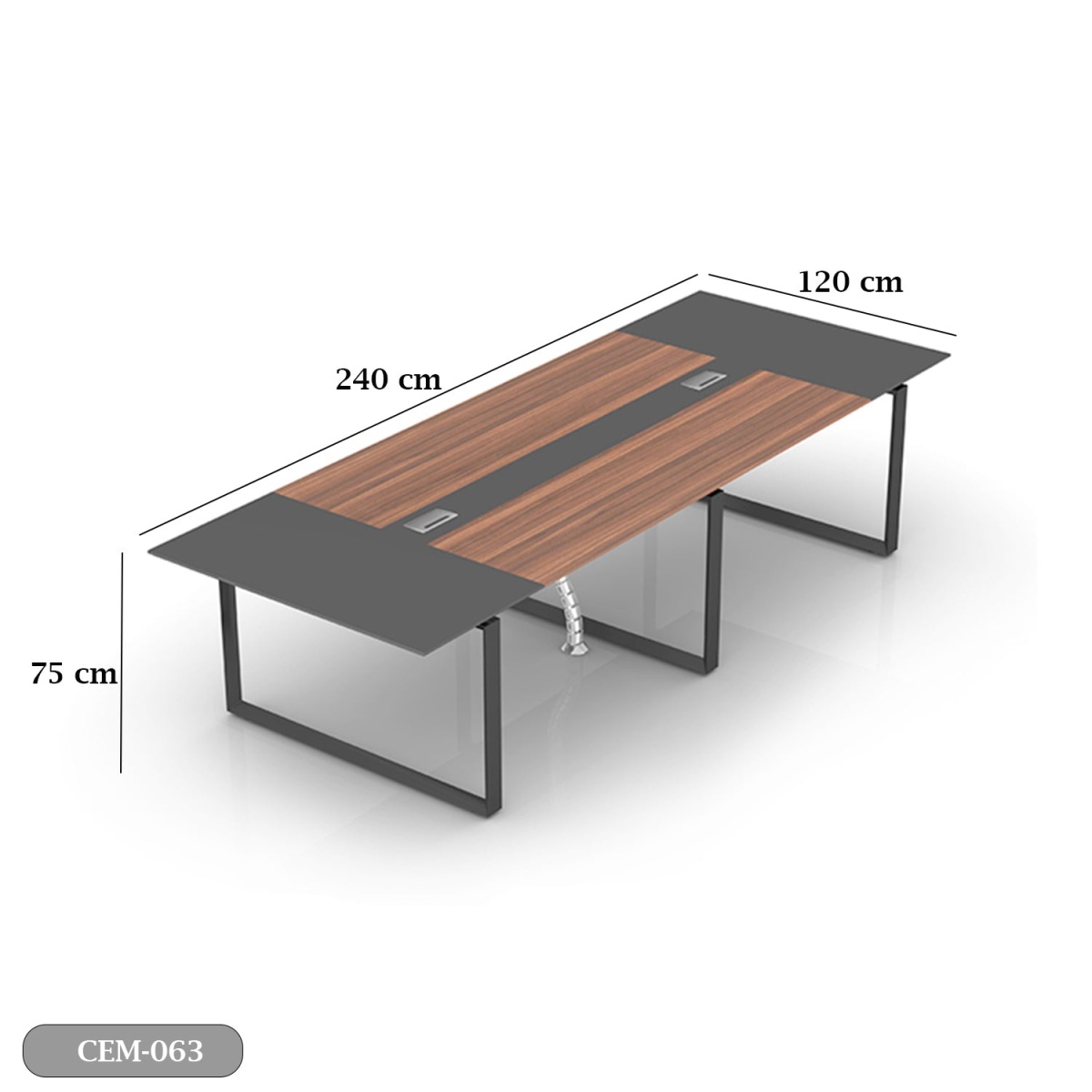 Meeting tab- 240x120 - Spanish MDF wood with metal chassis - CEM-063 - Image 3