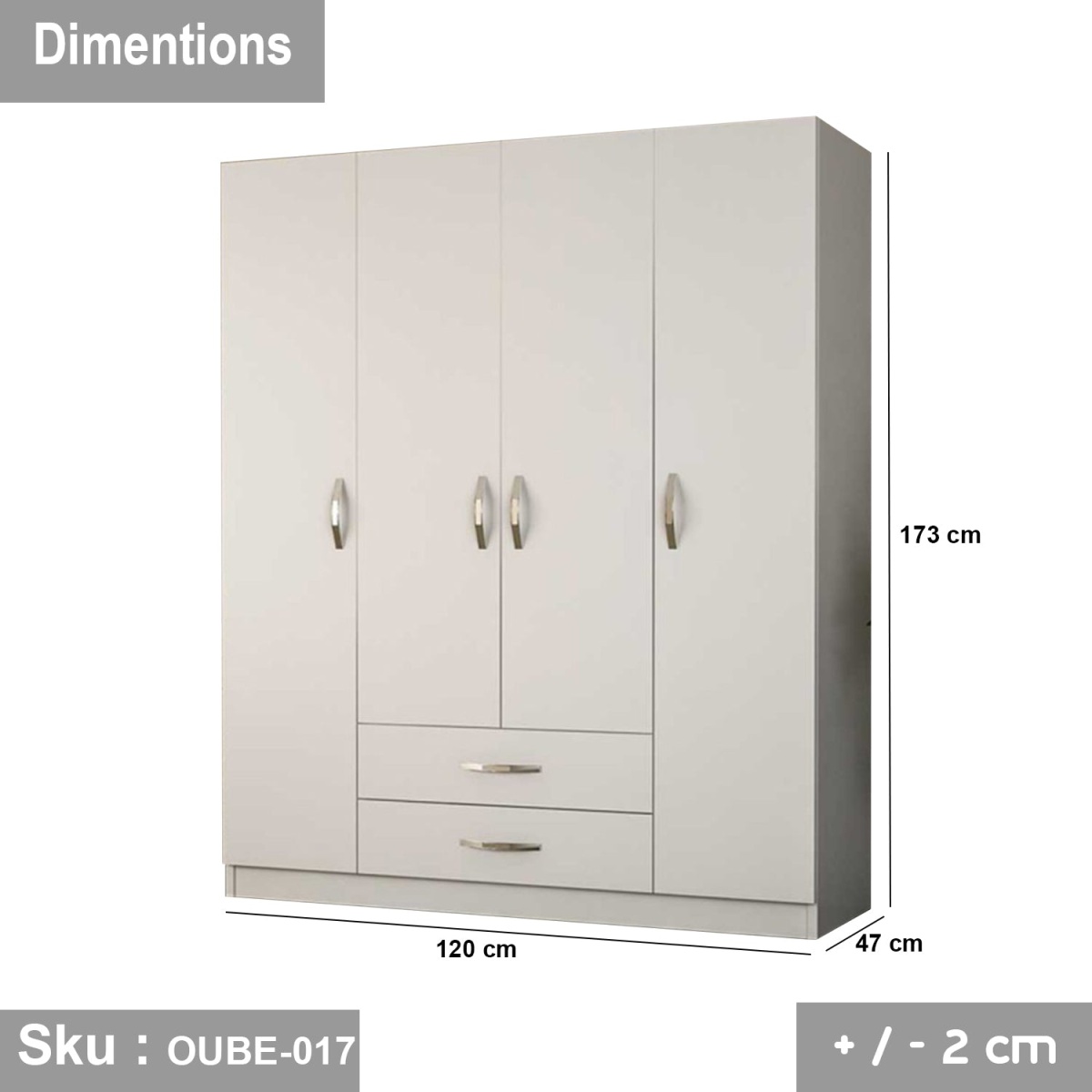High quality MDF wood wardrobe - OUBE-017 - Image 3