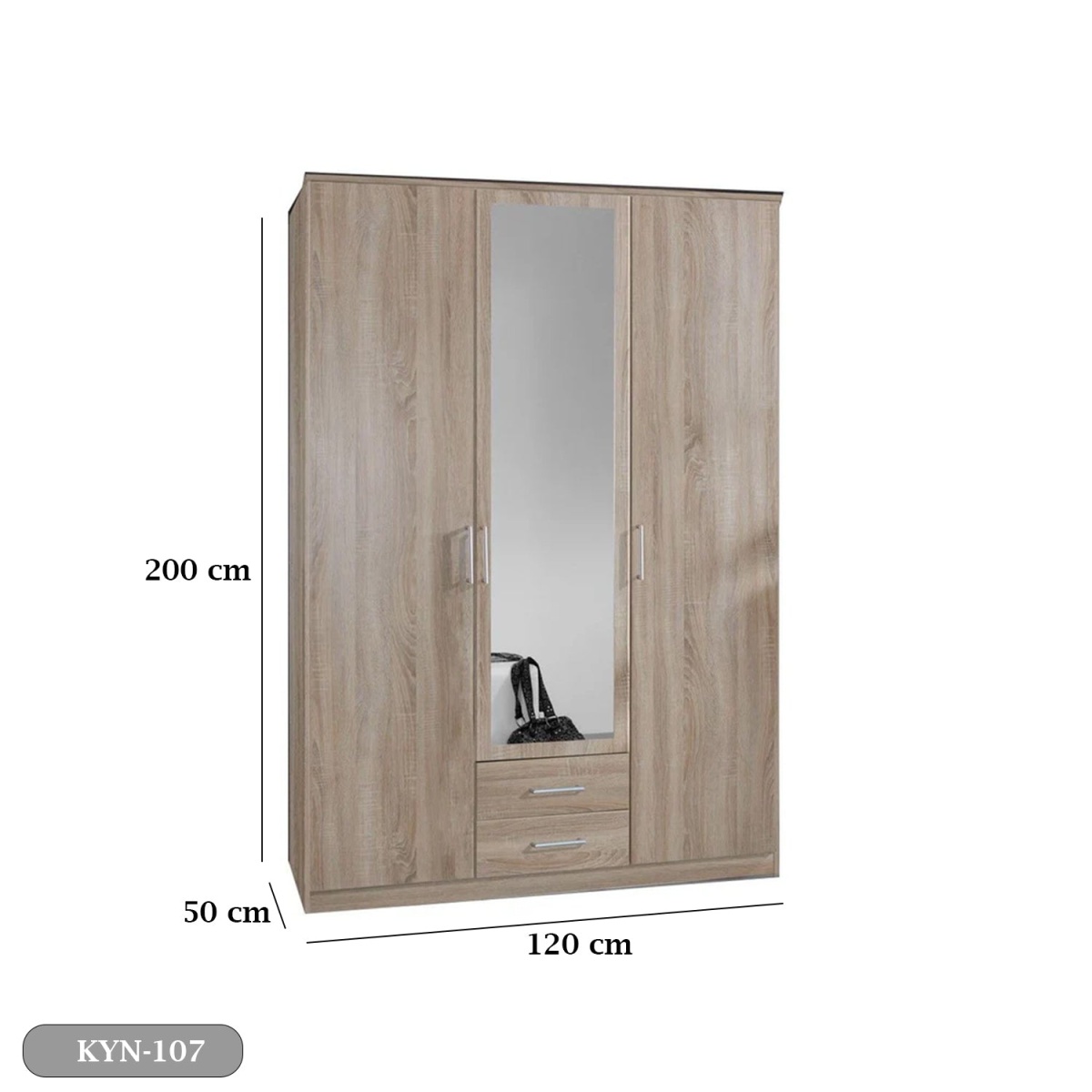 MDF wood wardrobe with melamine layer - KYN-107 - Image 3