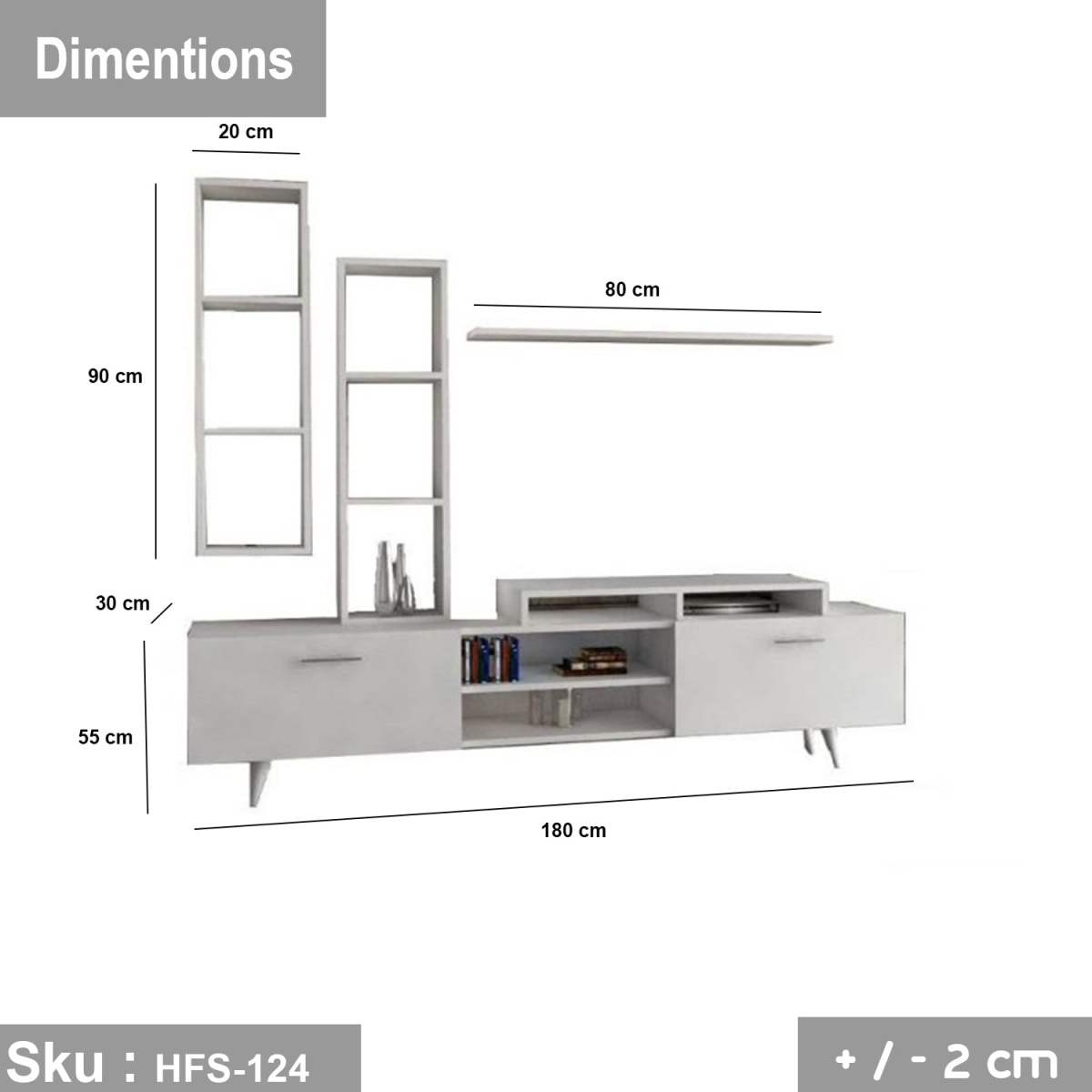 TV table with additional units made of high-quality MDF wood - HFS-124 - Image 3