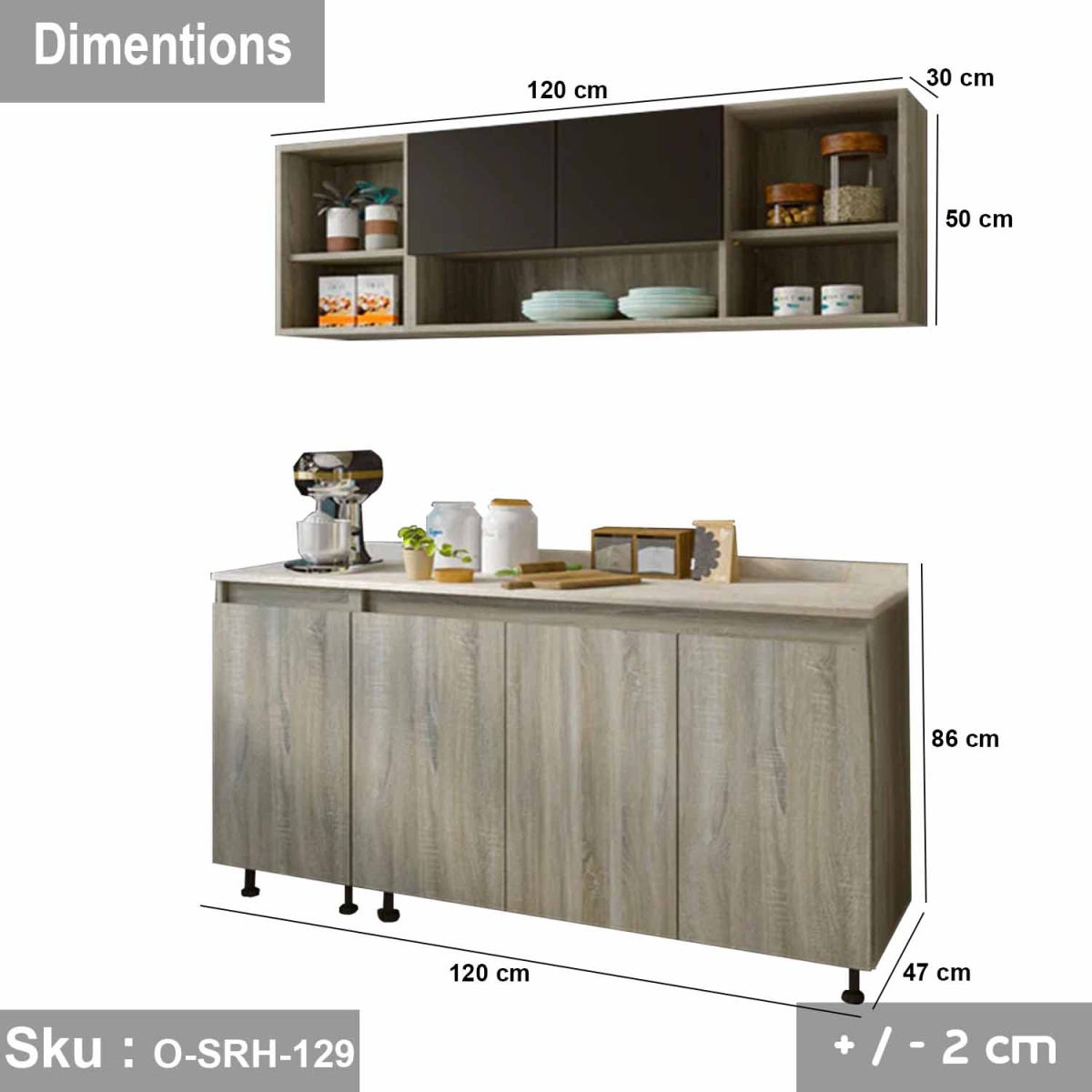 Two piece kitchen made of high quality MDF wood - O-SRH-129 - Image 3