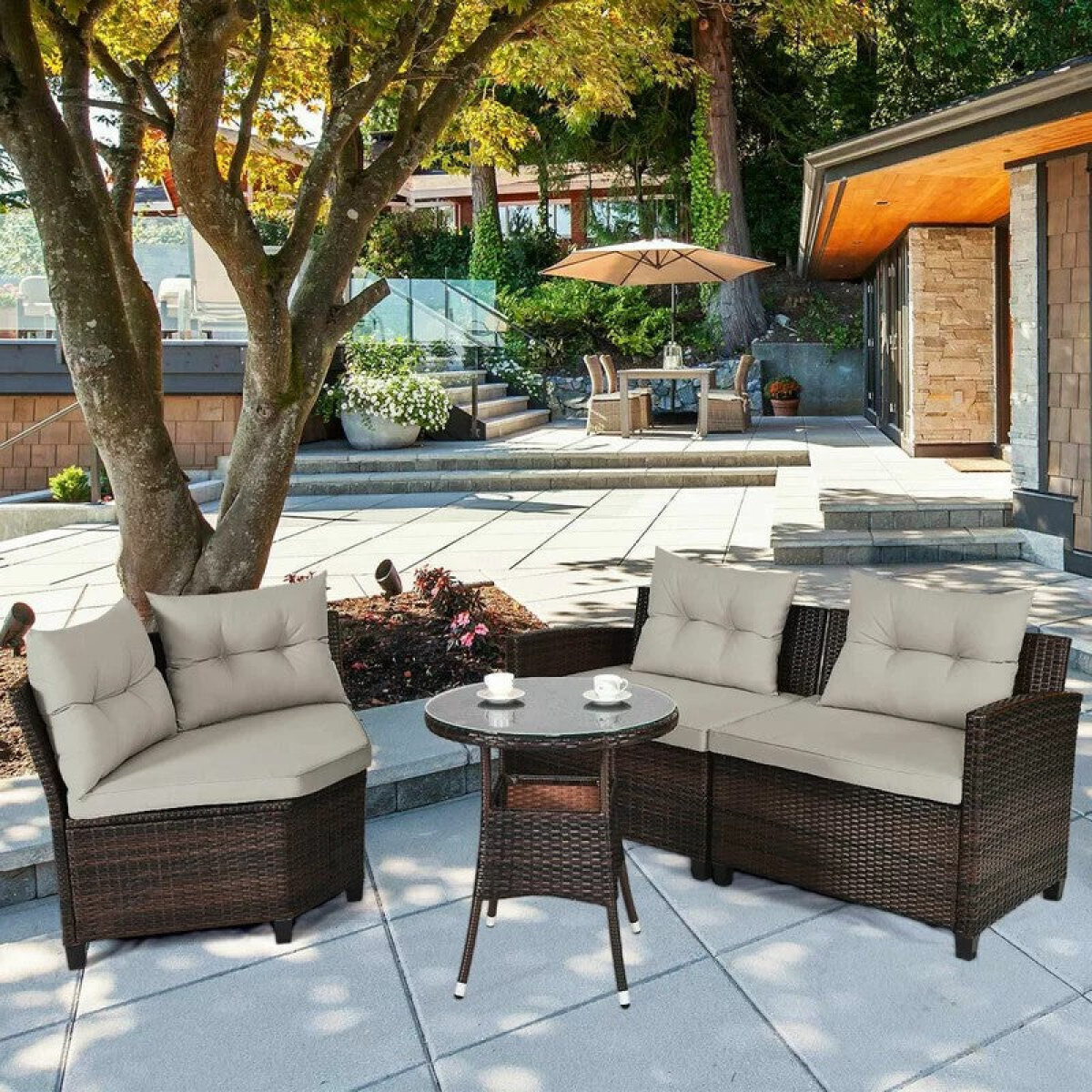 Prussia rattan corner is enough for 4 peopin a semicircular shape - Image 7