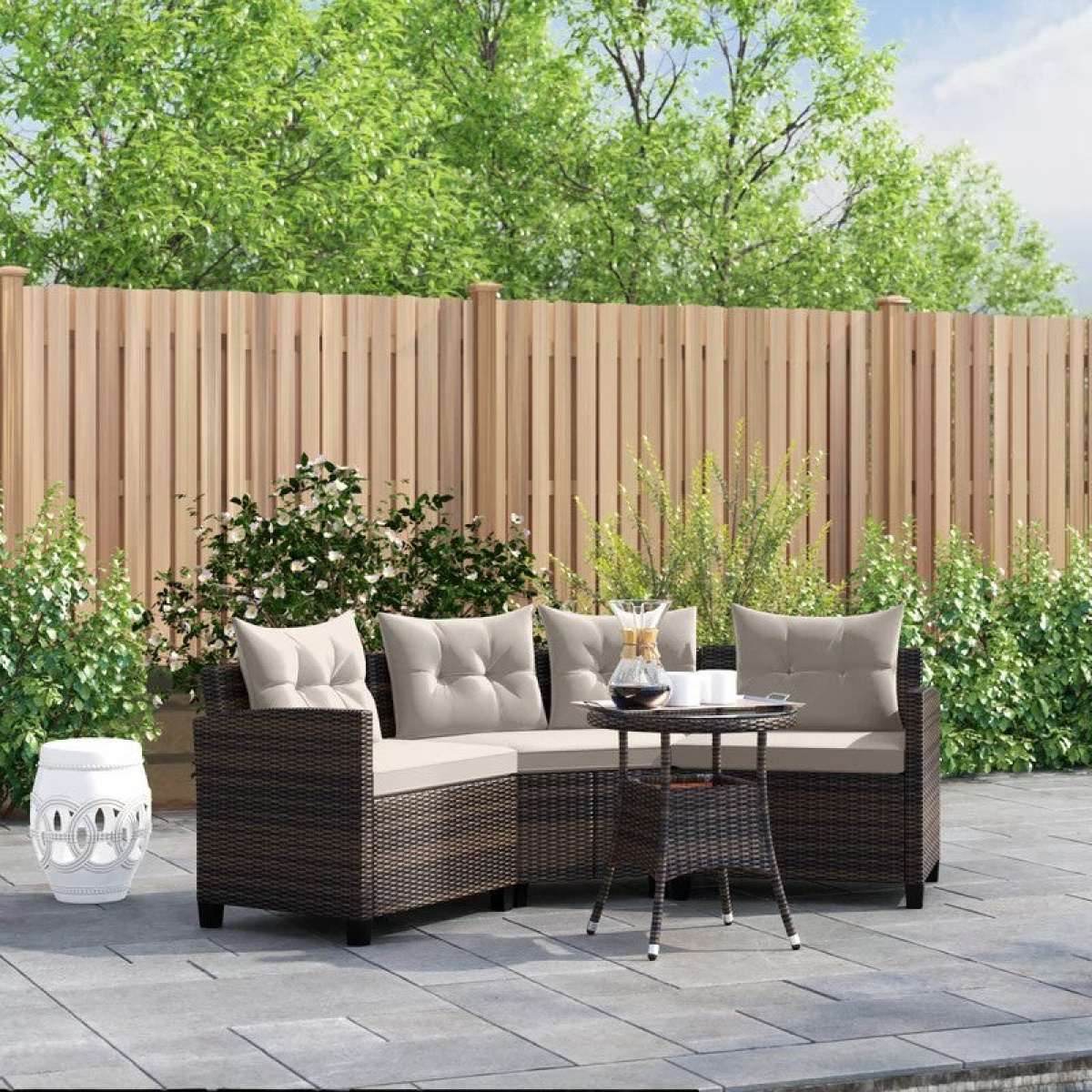 Prussia rattan corner is enough for 4 peopin a semicircular shape - Image 1