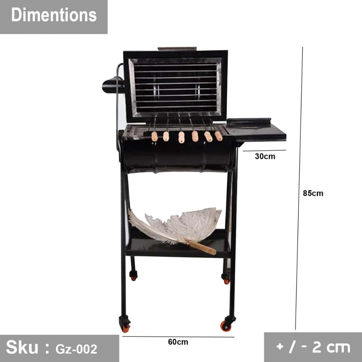 Charcoal grill with side rack - perfect for outdoor family gatherings - Image 4