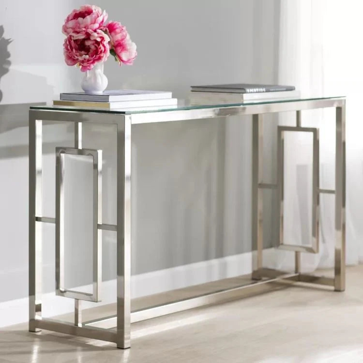Dareour console, electrostatic paint and glass - Image 1