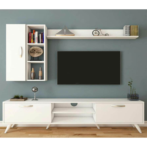 Alicia TV unit with 4 shelves and MDF wood storage unit