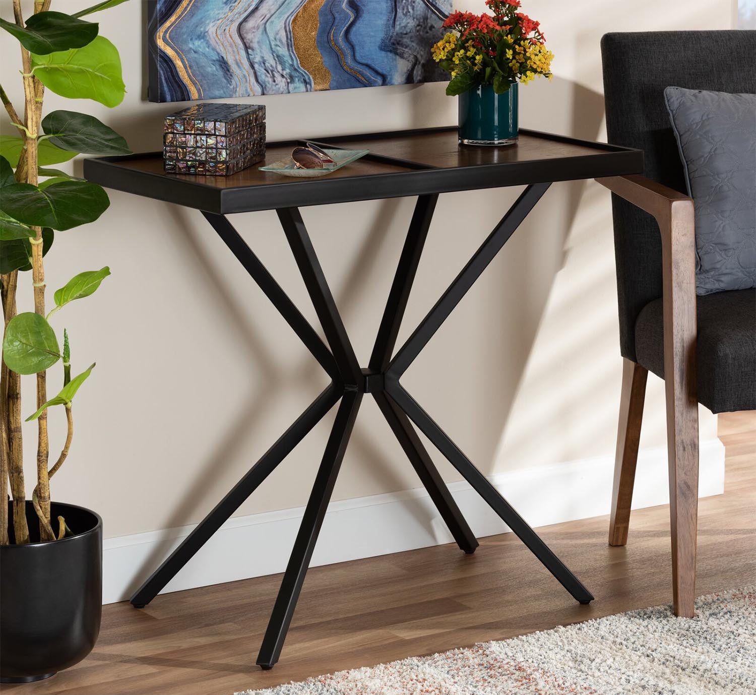 Jacqueline console with electrostatic paint and black MDF wood - Image 1