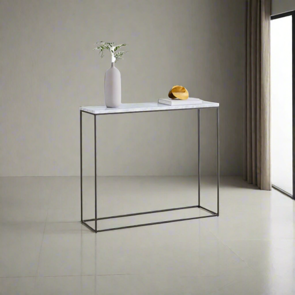 Black electrostatic paint iron console