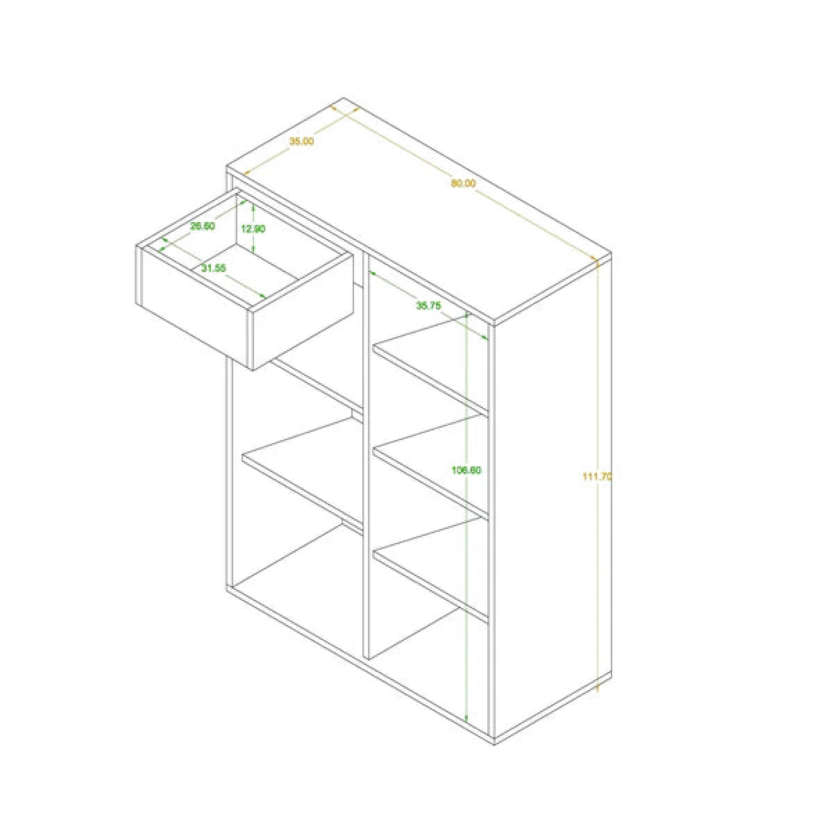MDF wooden cabinet with melamine layer - KYN-136 - Image 4