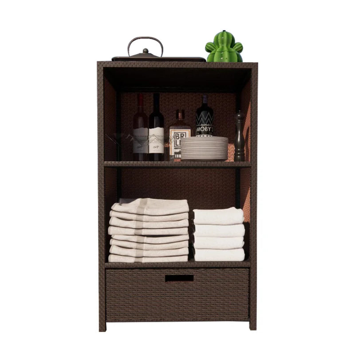 Rattan storage cabinet for outdoor areas - Image 2