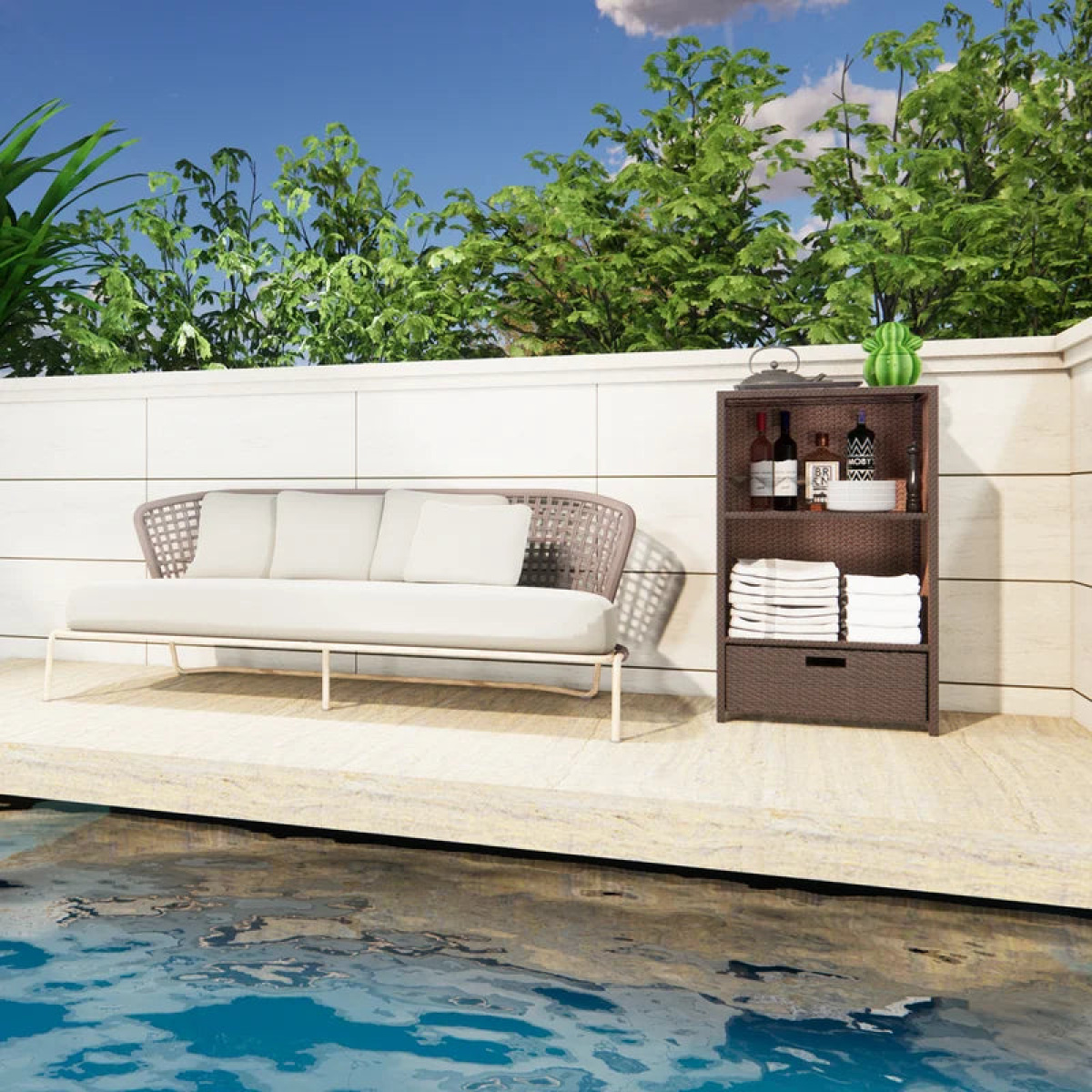 Rattan storage cabinet for outdoor areas - Image 1