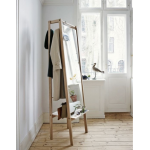 Solid Wood Standing Mirror With Coat Racks - Image 2