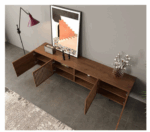 Acrylic Sonama Wood TV Stand with Shelves - Image 3