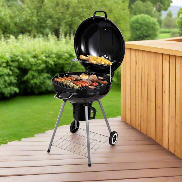 PortabRound Charcoal Grill with Warming Rack - Easy to transport and use