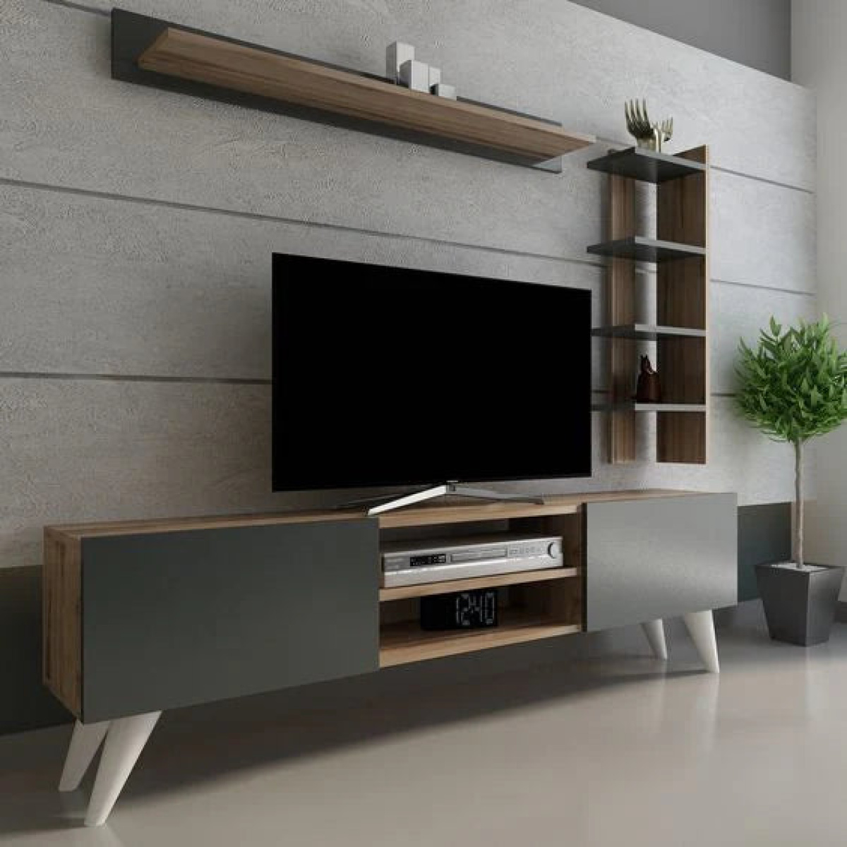 TV table with additional units made of high-quality MDF wood - HFS-002 - Image 1