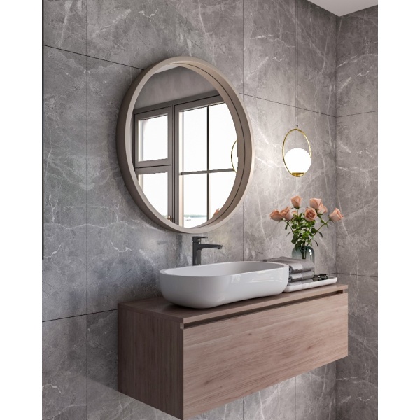 Aurora Multipurpose Round Wood Mirror