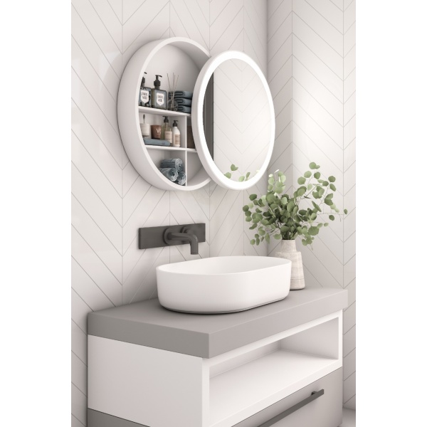 Aviana movable Round mirror with storage