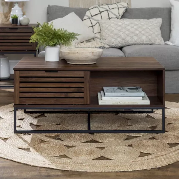 Trevo Wood and Metal Coffee Table with Storage