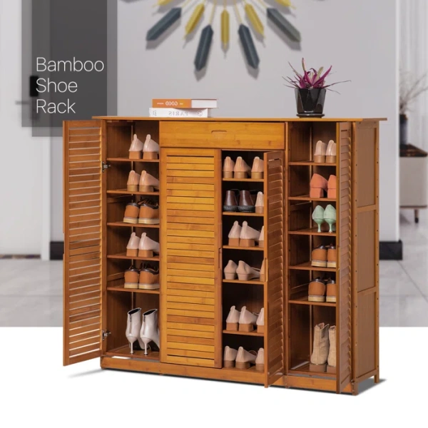 Orla Bamboo Shoe Rack with Mesh Doors