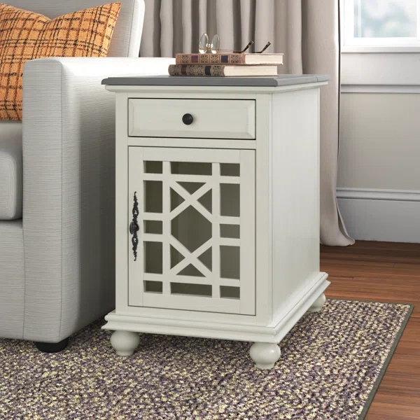 Ahmara Side table natural wood with storage
