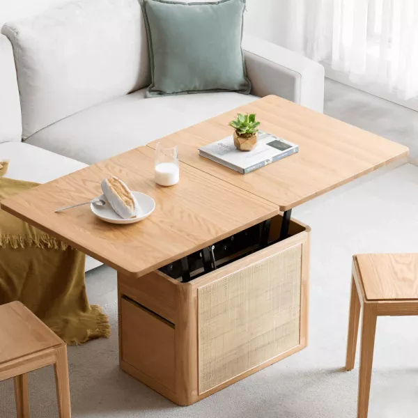 Perla Natural wood with Rattan Coffee table