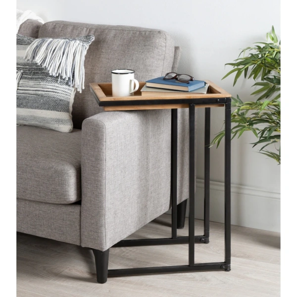 Clamy Side table Natural wood with Metal