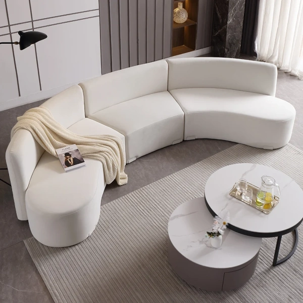 Floral Corner L-Shaped Sectional Natural wood